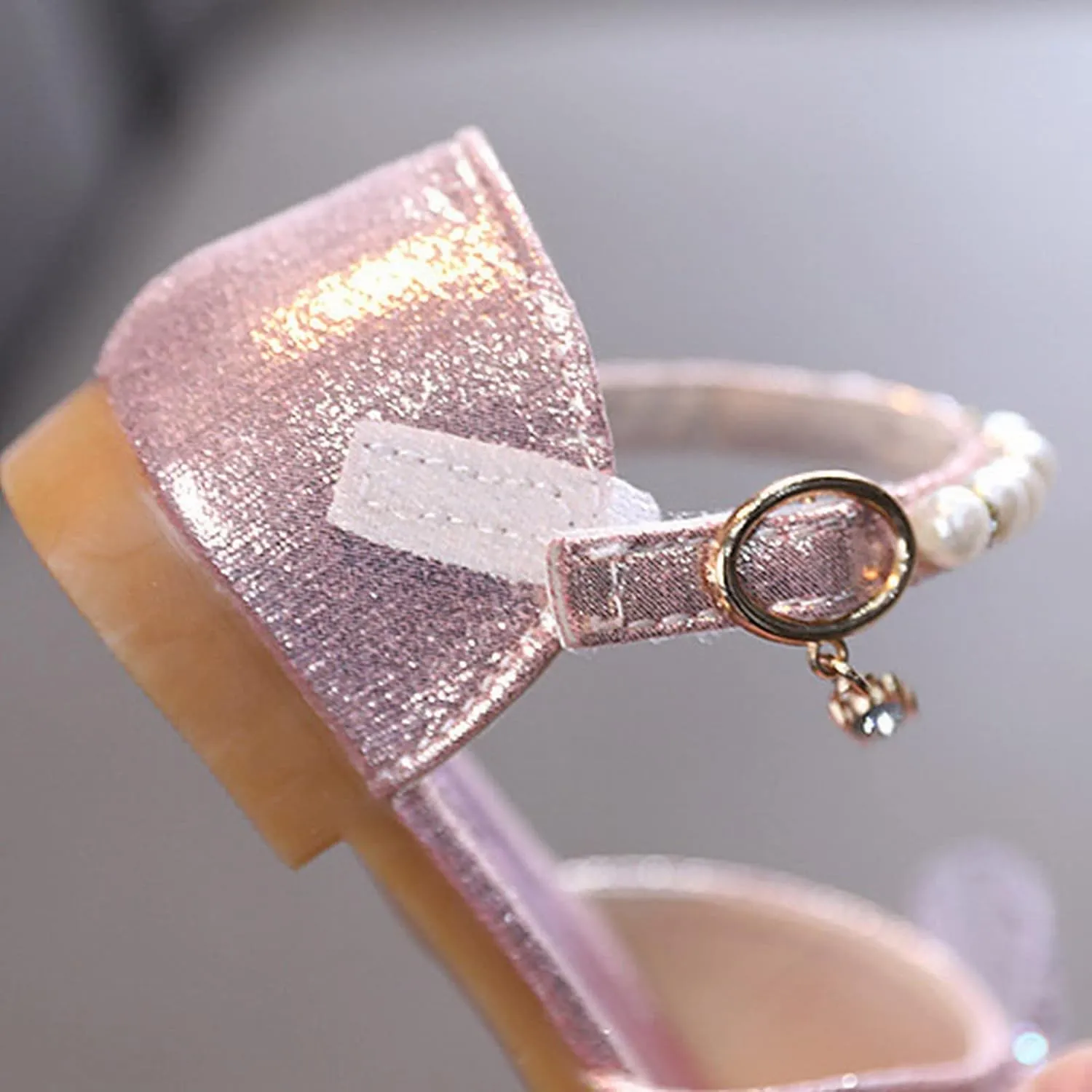 Girls Mary Jane Shoes Sparkle Bow Pearl Sequins Ballet Flats for Flower Girl Wedding Party Princess Shoes Slip On Sandals