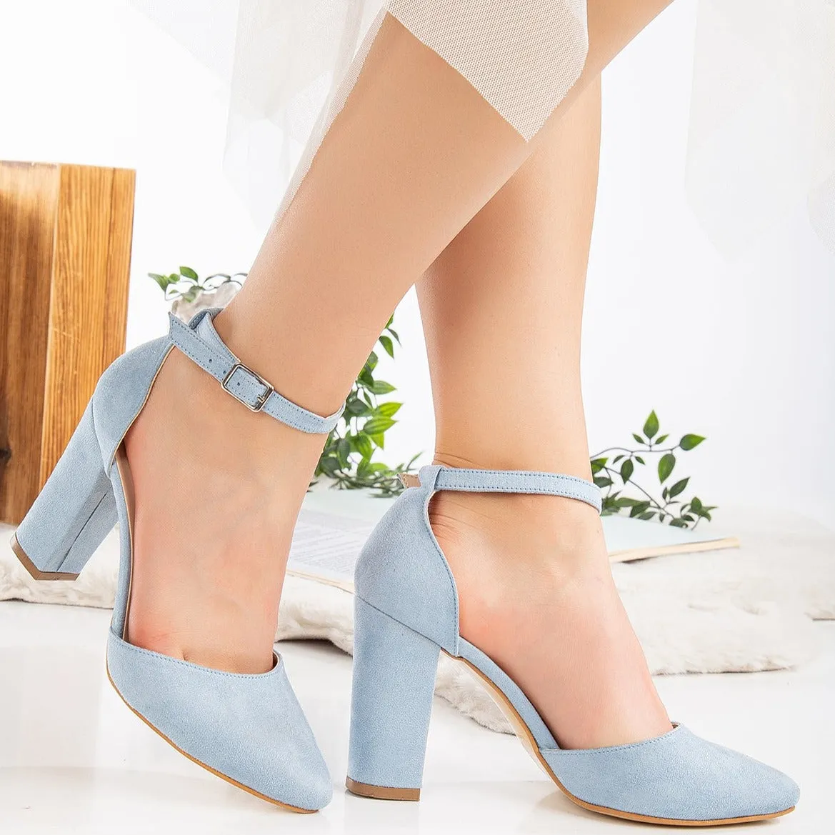 Gisele - Baby Blue Suede Wedding Heels