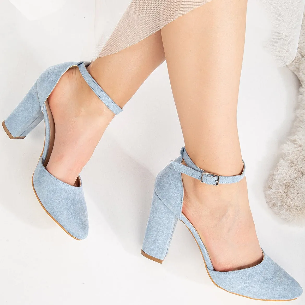 Gisele - Baby Blue Suede Wedding Heels