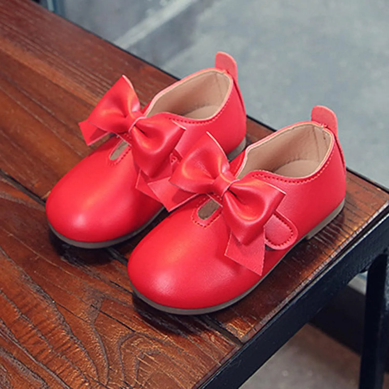 Glittery Boots for Girls Fashion Autumn Girls Casual Shoes Flat Light Hook Loop Solid Color Bow Simple Kid Rain Shoes