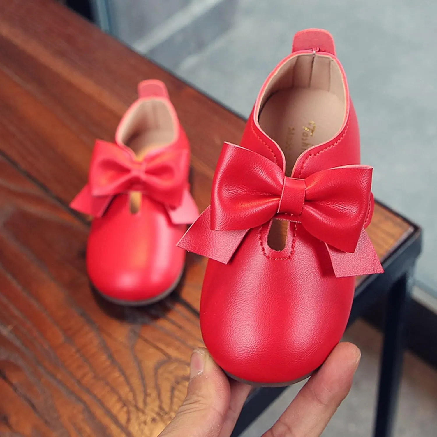 Glittery Boots for Girls Fashion Autumn Girls Casual Shoes Flat Light Hook Loop Solid Color Bow Simple Kid Rain Shoes
