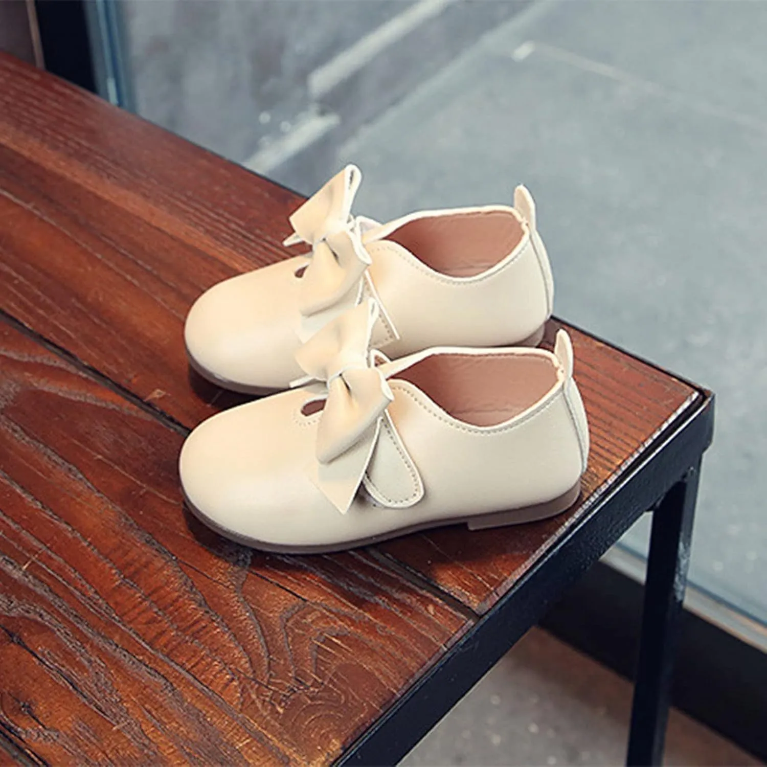 Glittery Boots for Girls Fashion Autumn Girls Casual Shoes Flat Light Hook Loop Solid Color Bow Simple Kid Rain Shoes