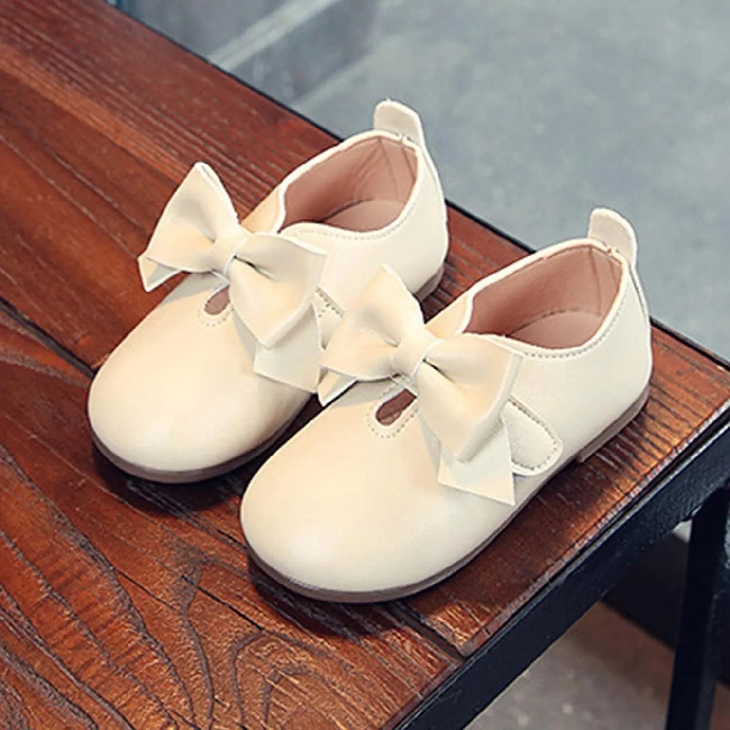 Glittery Boots for Girls Fashion Autumn Girls Casual Shoes Flat Light Hook Loop Solid Color Bow Simple Kid Rain Shoes