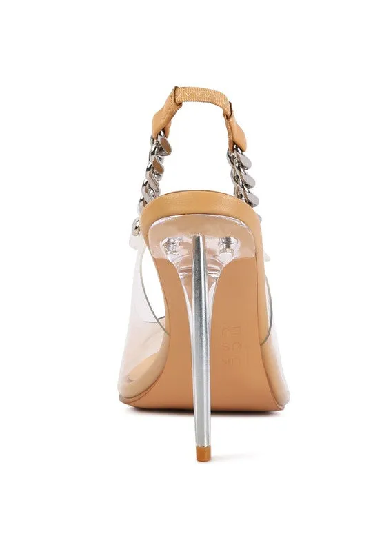 GODDESS HEELED CLEAR CHAIN SLINGBACK Pumps for women