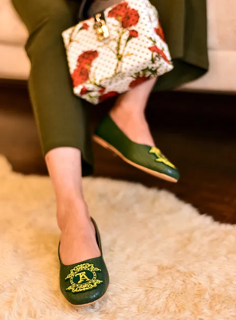 Green Leather Pumps