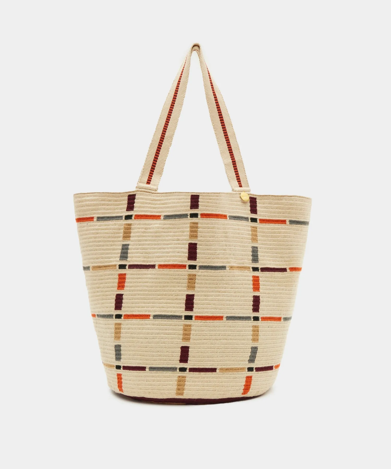 Guanbana Tote Bag in Beige Grid