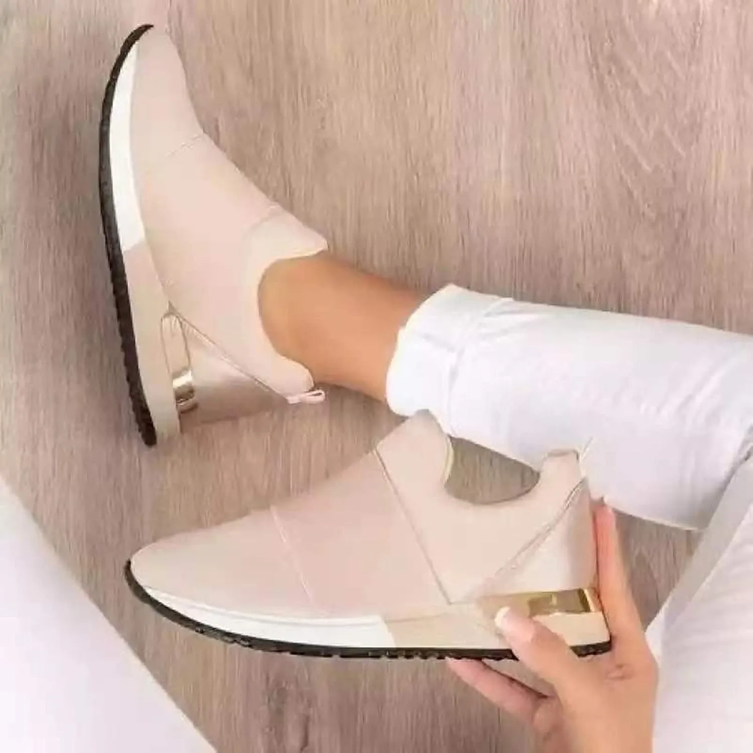 Hbeylia Womens Platform Sneakers Slip On Walking Shoes Breathable Running Shoes Lightweight Comfort Gym Shoes Non Slip Workout Sneakers Shoes