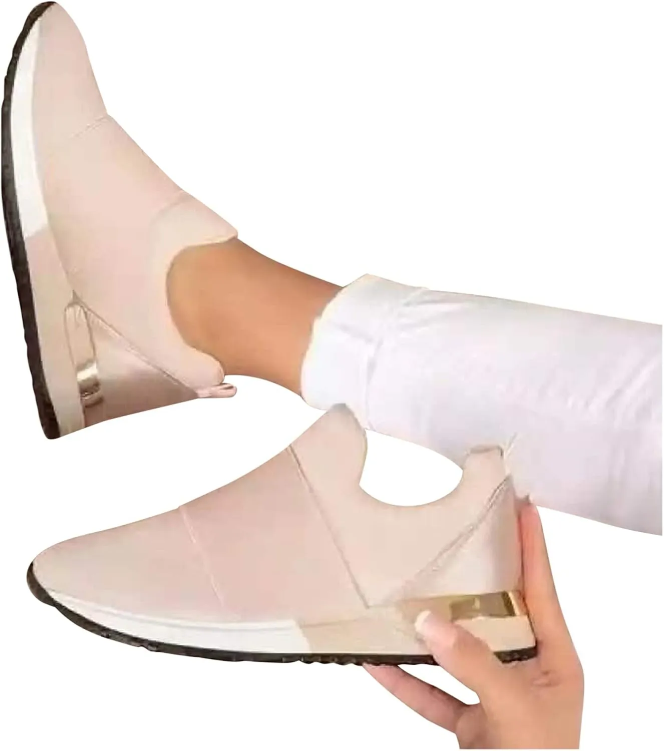 Hbeylia Womens Platform Sneakers Slip On Walking Shoes Breathable Running Shoes Lightweight Comfort Gym Shoes Non Slip Workout Sneakers Shoes