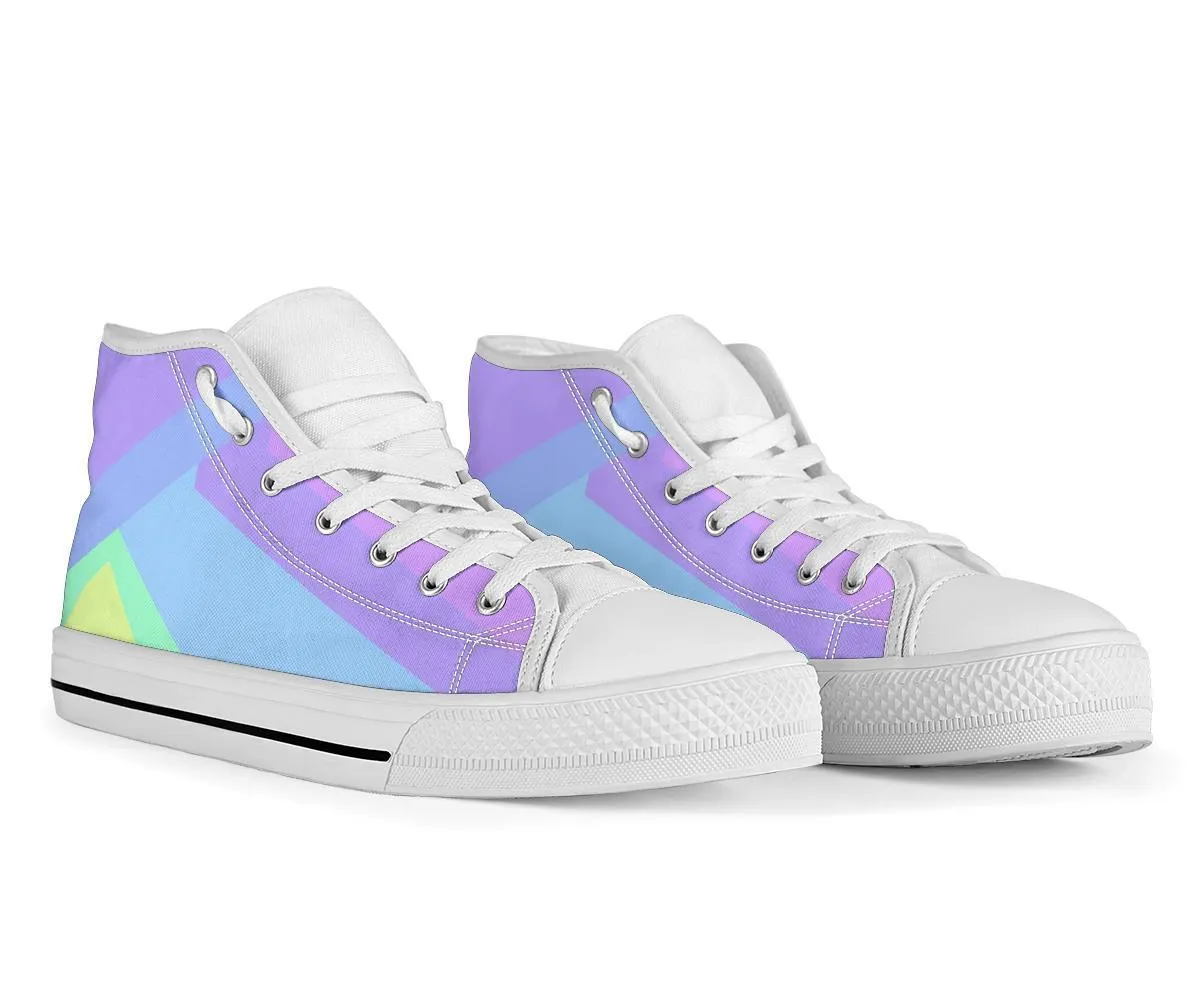 High Top Sneakers - Pastel Blocks (White) | Custom High Top Shoes, Patterned High Top Sneakers, High Top Sneakers for Women, Unisex Shoes