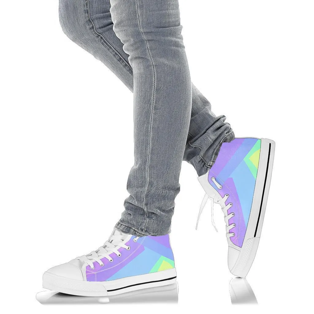 High Top Sneakers - Pastel Blocks (White) | Custom High Top Shoes, Patterned High Top Sneakers, High Top Sneakers for Women, Unisex Shoes
