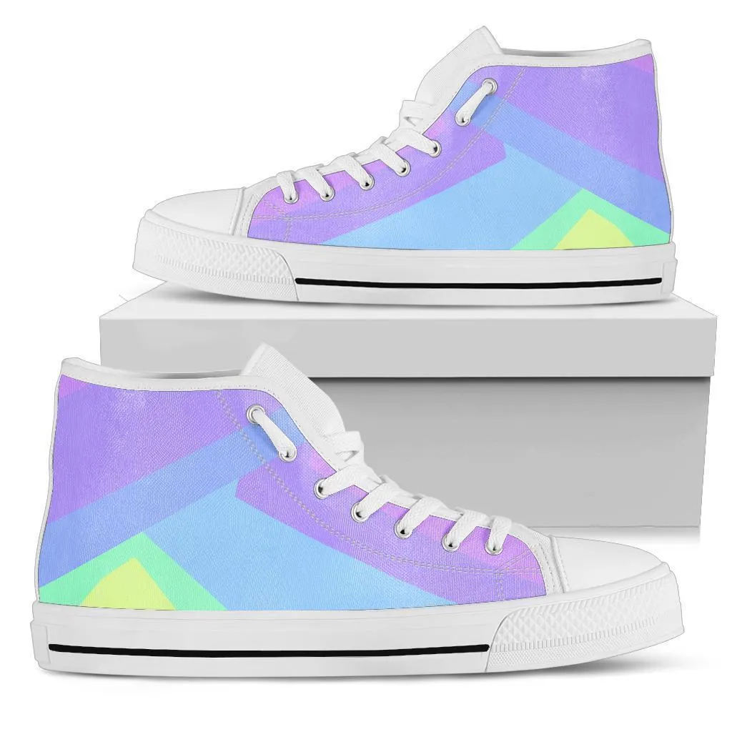 High Top Sneakers - Pastel Blocks (White) | Custom High Top Shoes, Patterned High Top Sneakers, High Top Sneakers for Women, Unisex Shoes