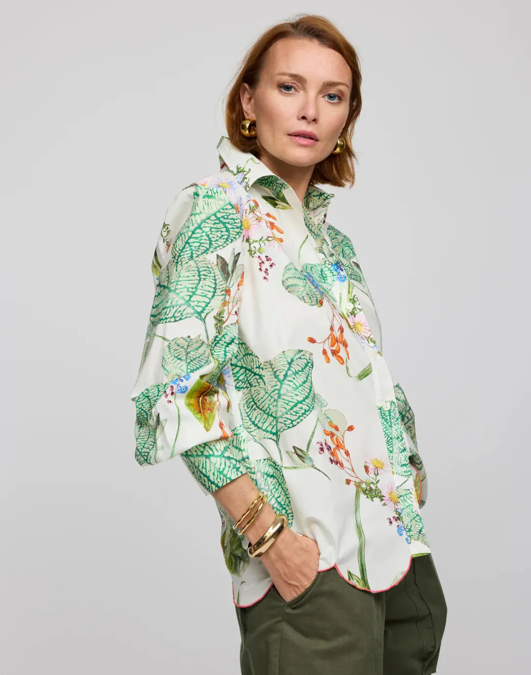 HINSON WU - BLAIRE LONG SLEEVE BOTANICAL PRINT SHIRT