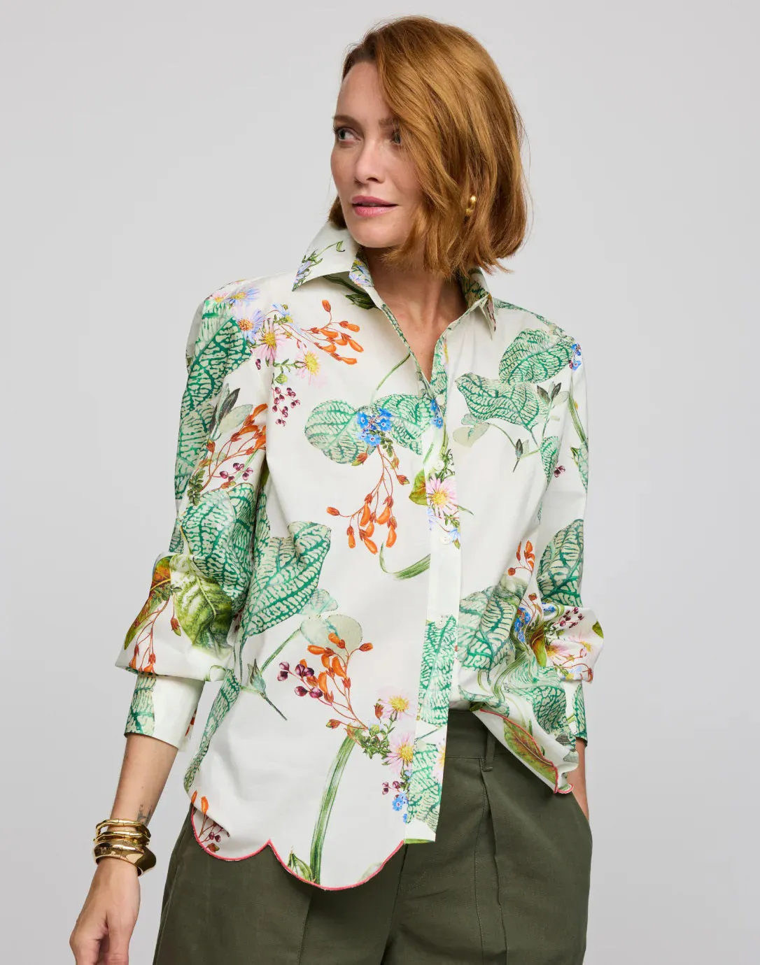 HINSON WU - BLAIRE LONG SLEEVE BOTANICAL PRINT SHIRT