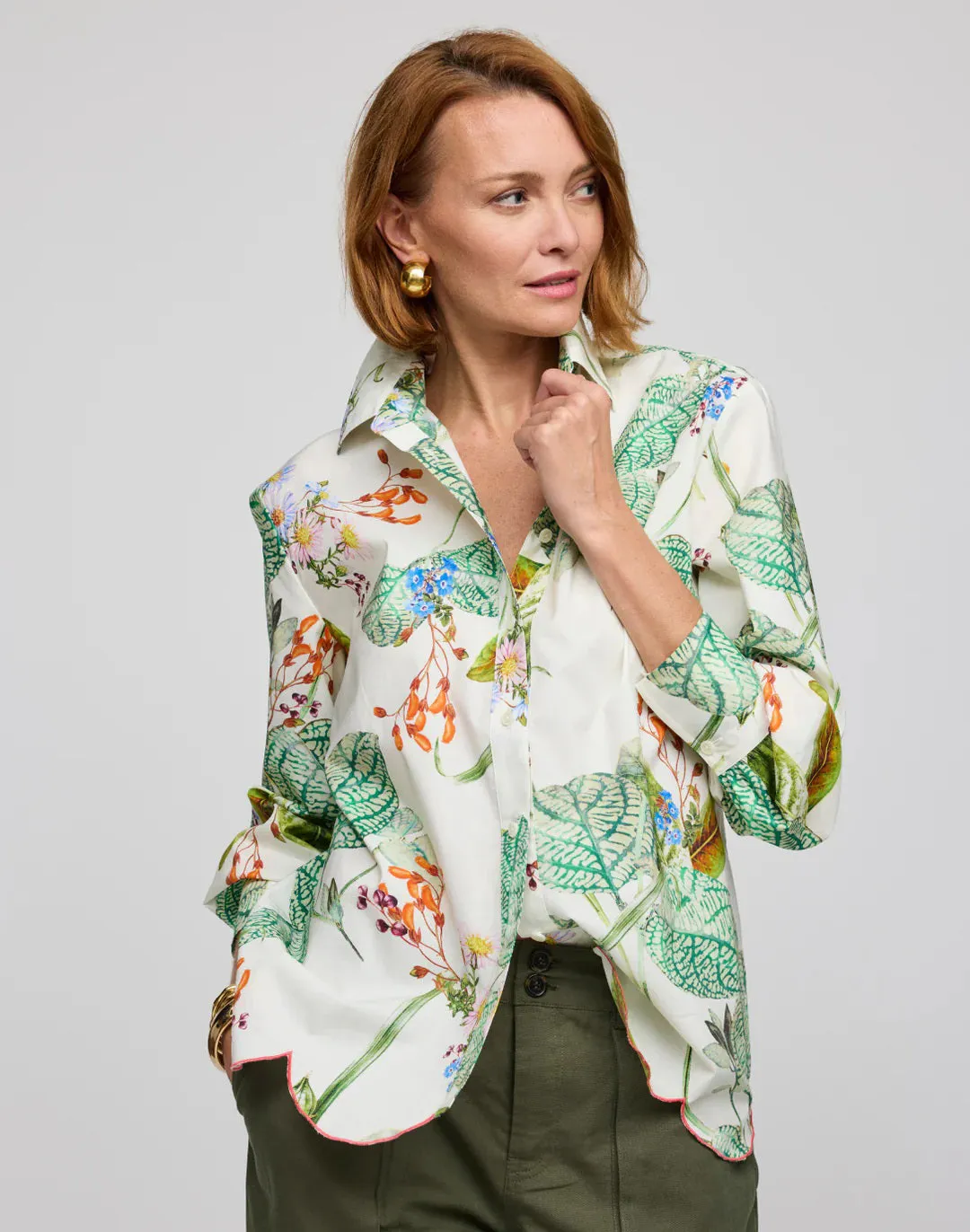 HINSON WU - BLAIRE LONG SLEEVE BOTANICAL PRINT SHIRT
