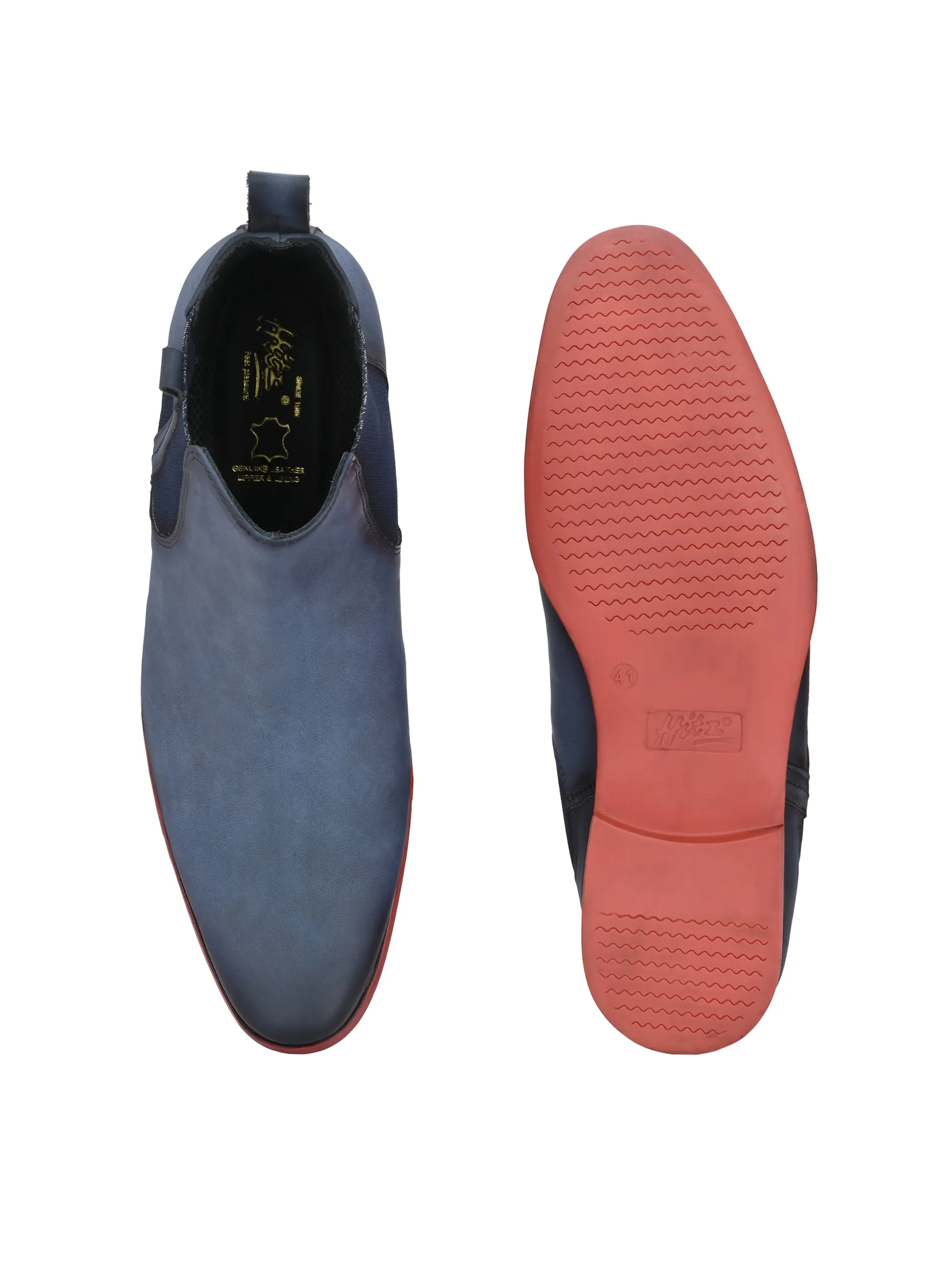 HITZMS_3032 Men's Blue Synthetic Casual Slip-On Boots