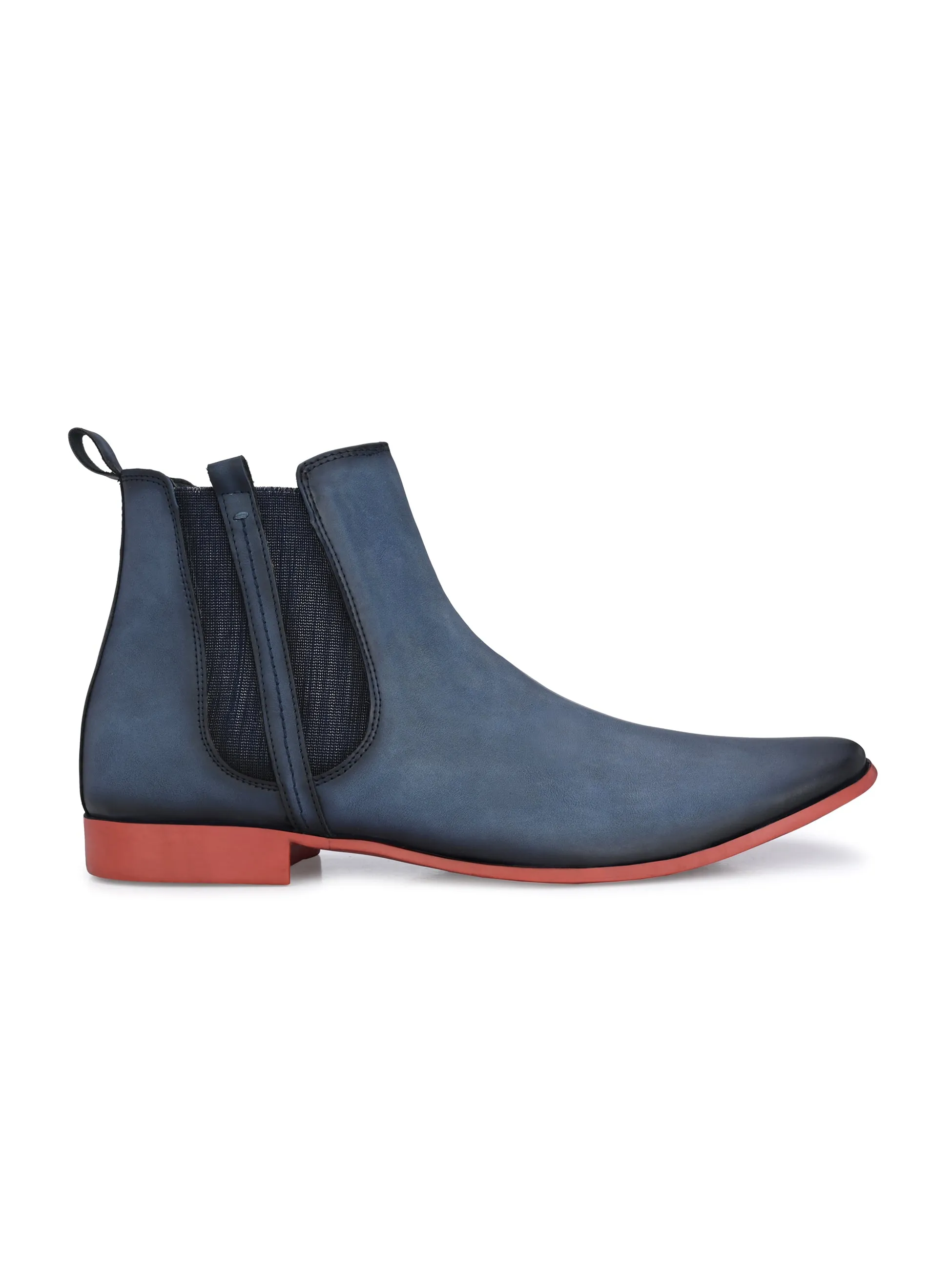HITZMS_3032 Men's Blue Synthetic Casual Slip-On Boots