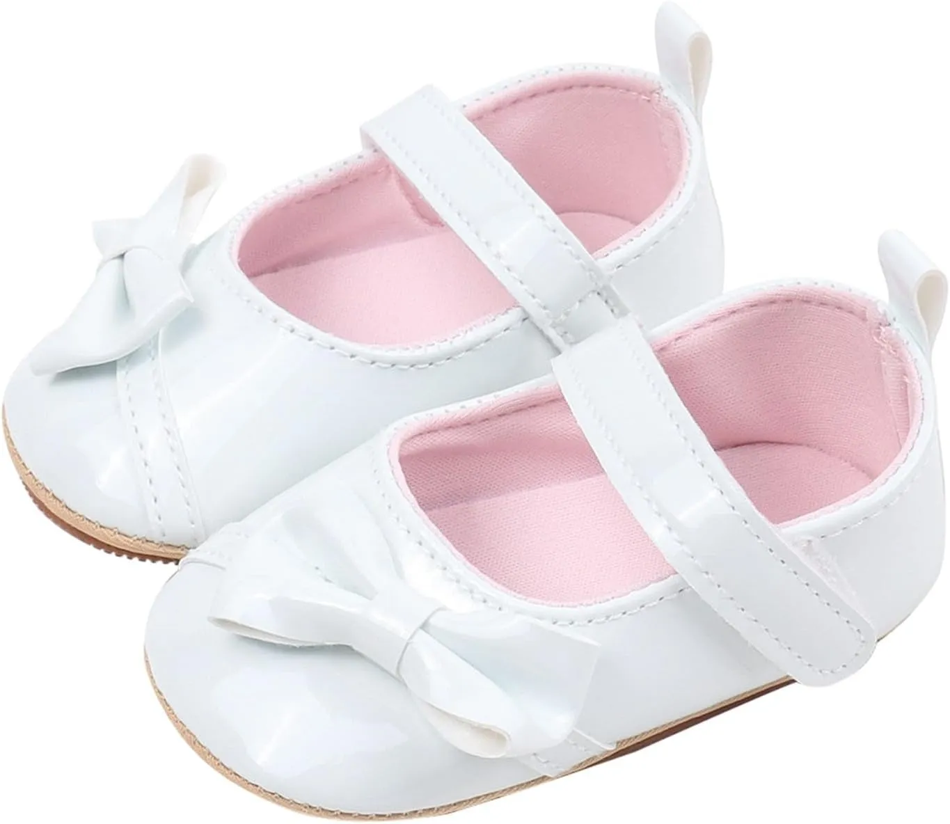 Infant Baby Girls Crown Mary Jane Flats Non-Slip Soft Sole Princess Bow First Sneaker Toddler Wedding Dress Shoes