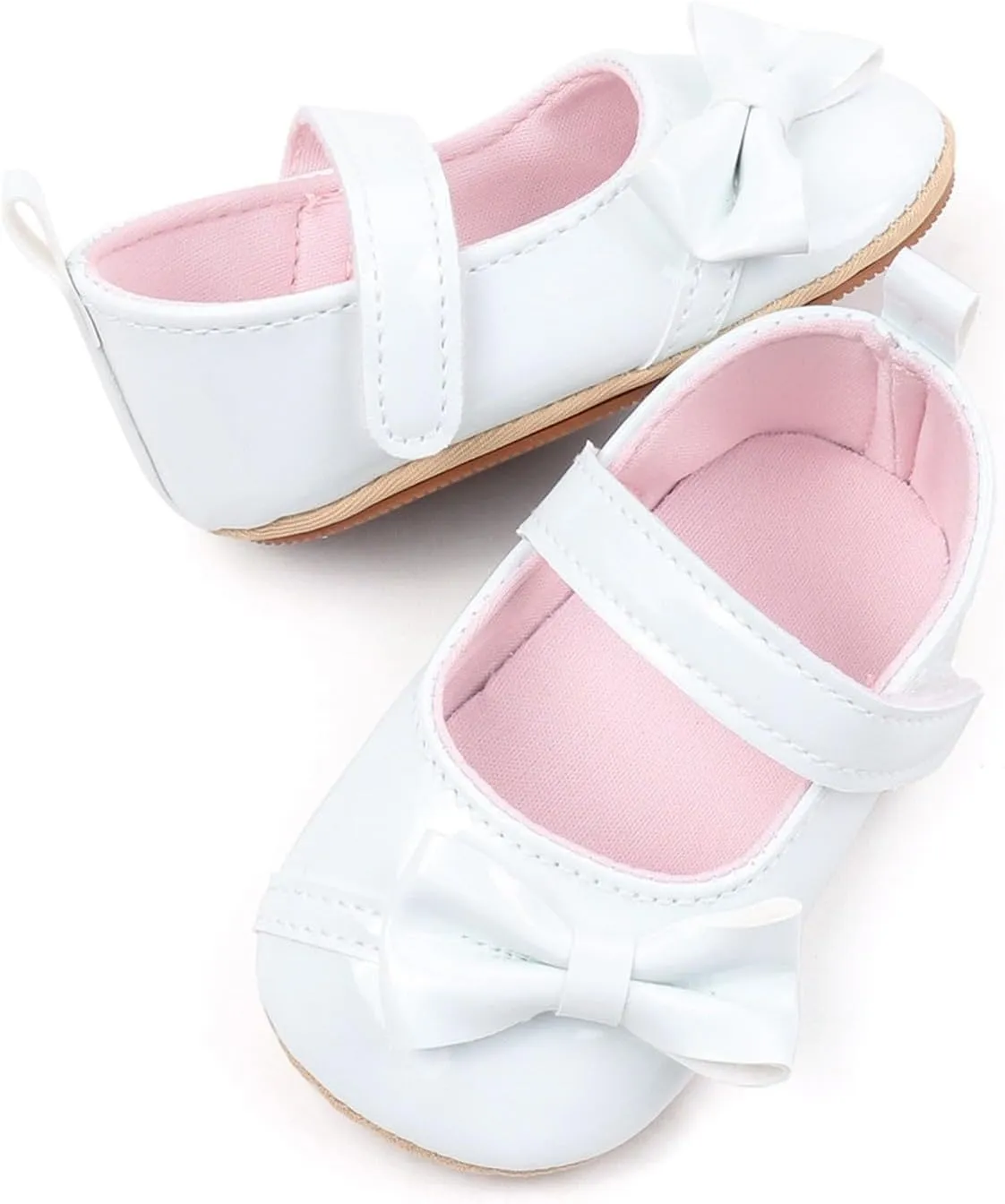 Infant Baby Girls Crown Mary Jane Flats Non-Slip Soft Sole Princess Bow First Sneaker Toddler Wedding Dress Shoes