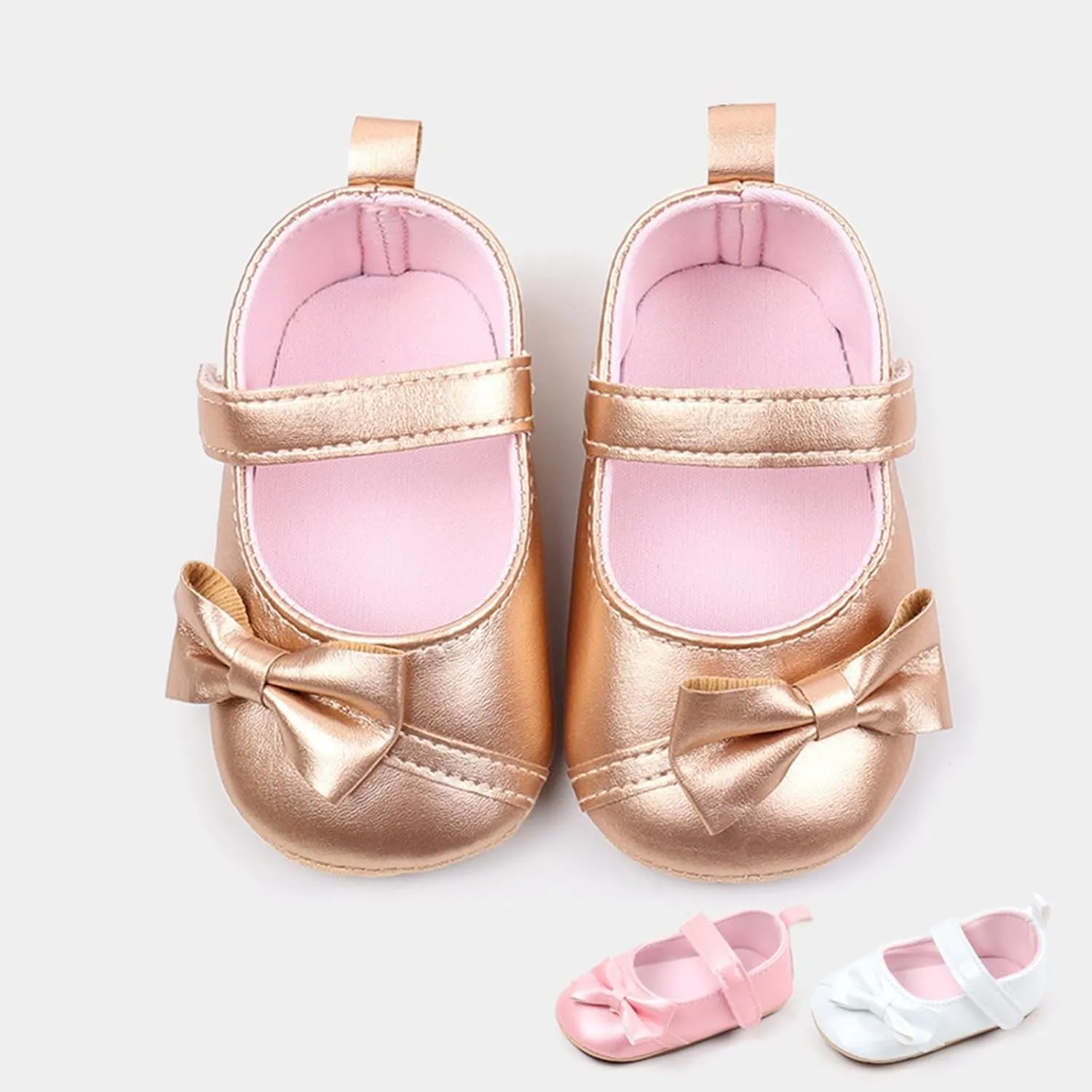 Infant Baby Girls Crown Mary Jane Flats Non-Slip Soft Sole Princess Bow First Sneaker Toddler Wedding Dress Shoes