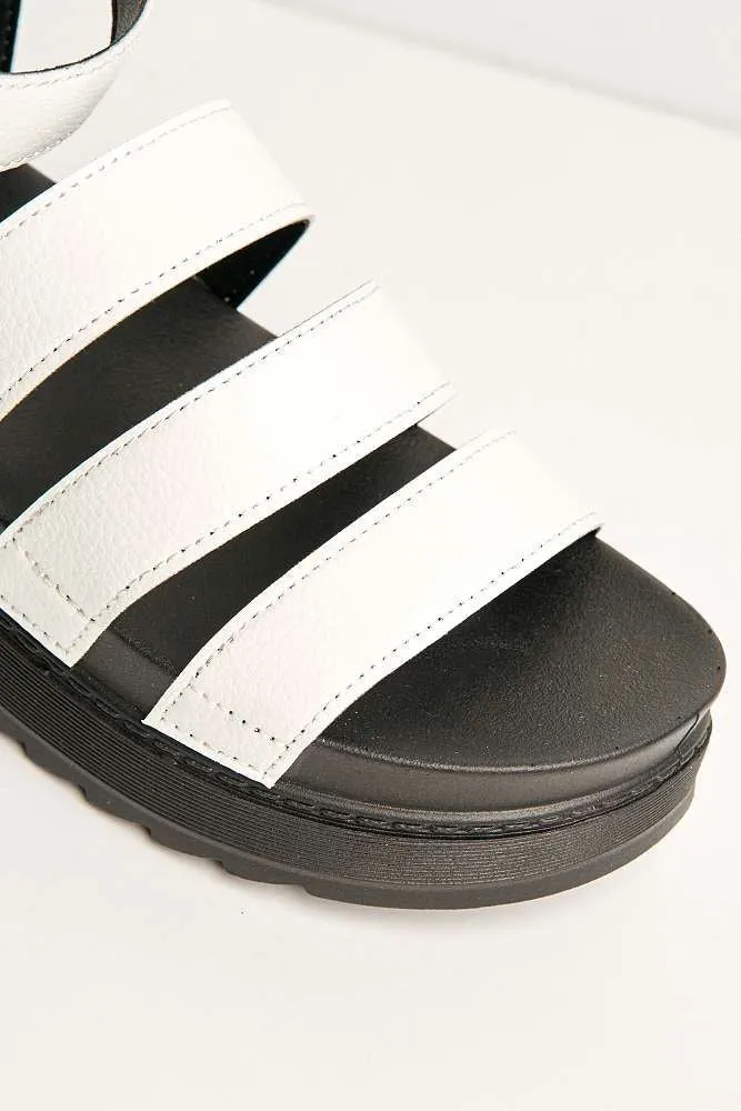 Janice 3 Band High Cleated Anklestrap Sandal in White