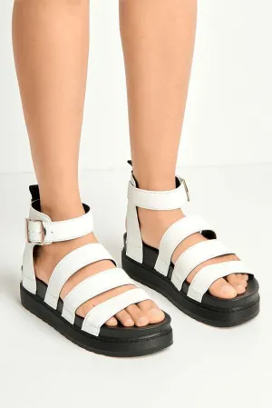 Janice 3 Band High Cleated Anklestrap Sandal in White