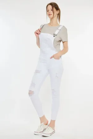 Kancan Distressed Skinny Denim Overalls