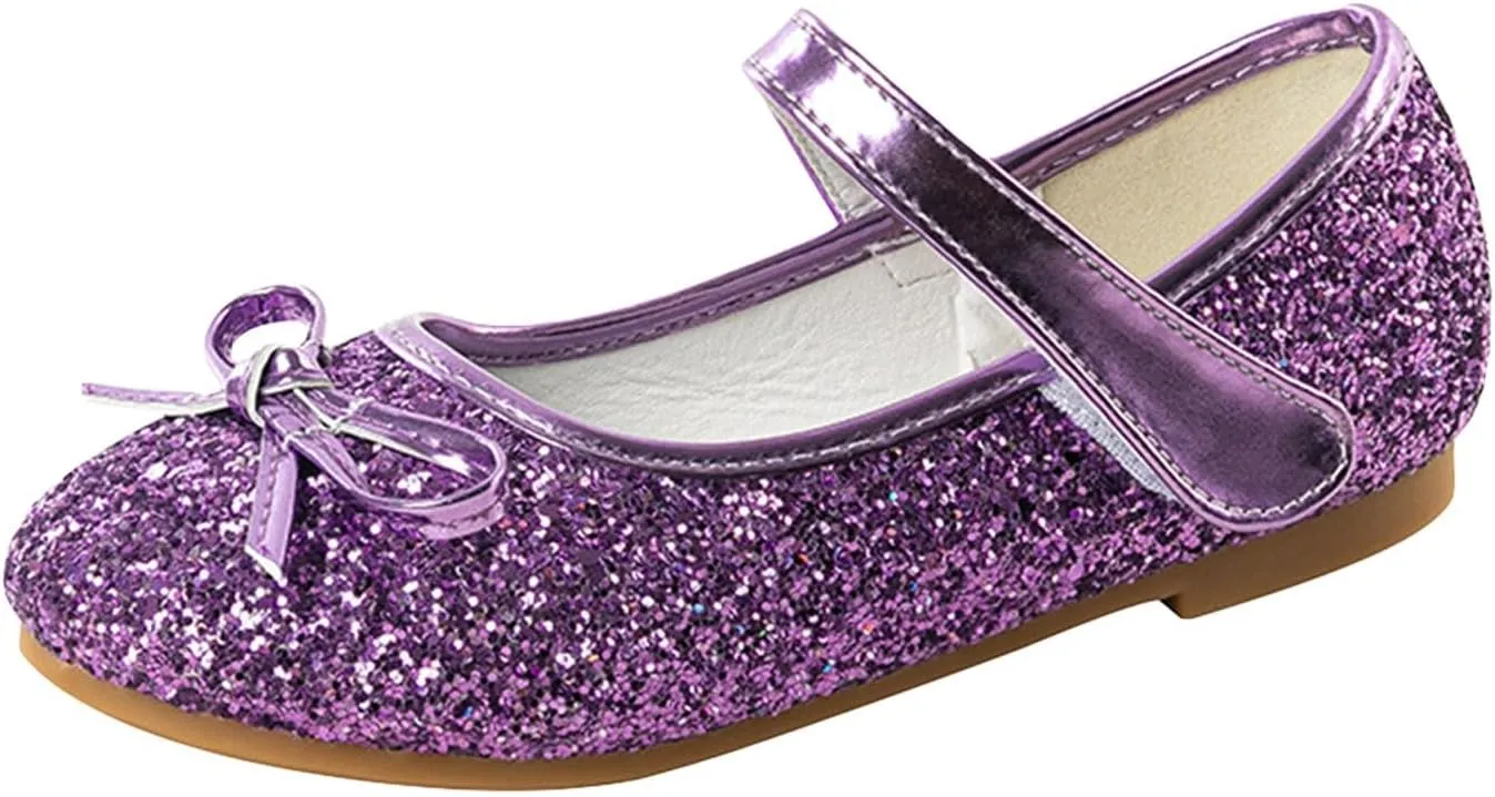 Kid Toddler Girls Glitter Bowknot Mary Jane Shoes Flat Bottom Ballet Princess Sandals Summer Fashion Dress Sandal