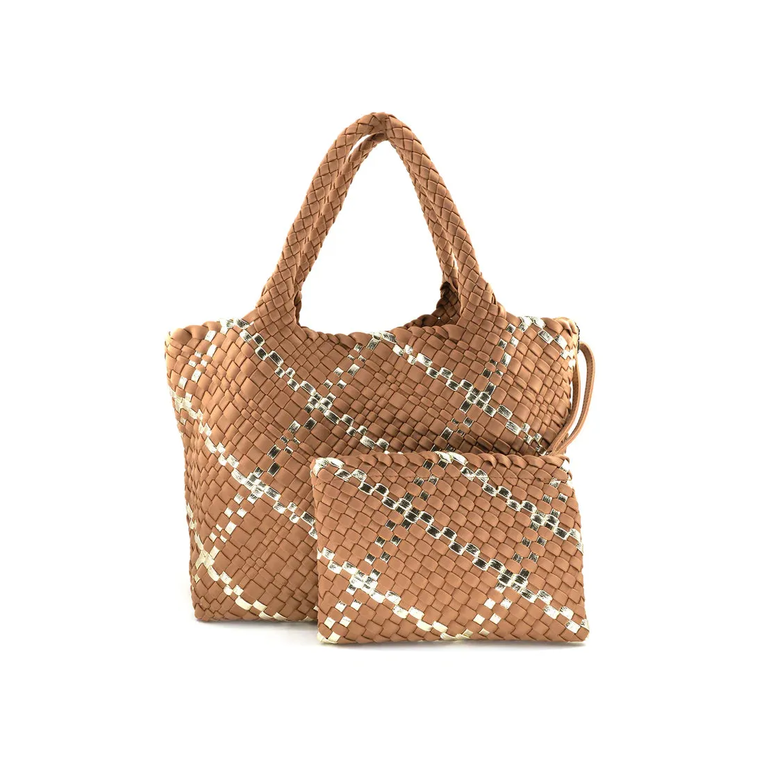 Large Woven Two Tone Tote