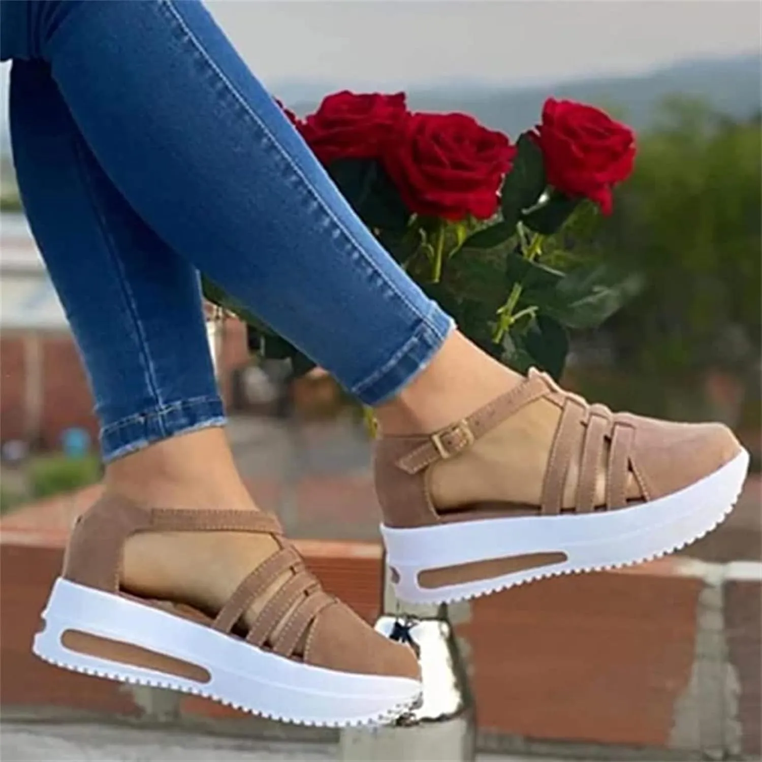 Lausiuoe Sneakers For Women Walking Shoes Comfortable Platform Loafers Fashion Casual Athletic Work Running Sneakers