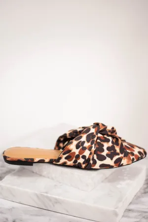 Looking Forward Brown Leopard Flat Mules
