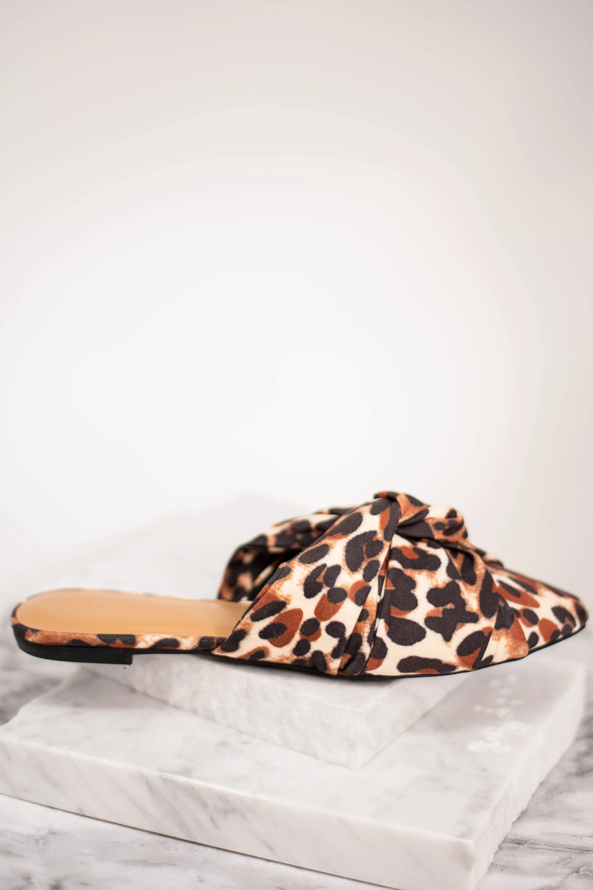 Looking Forward Brown Leopard Flat Mules