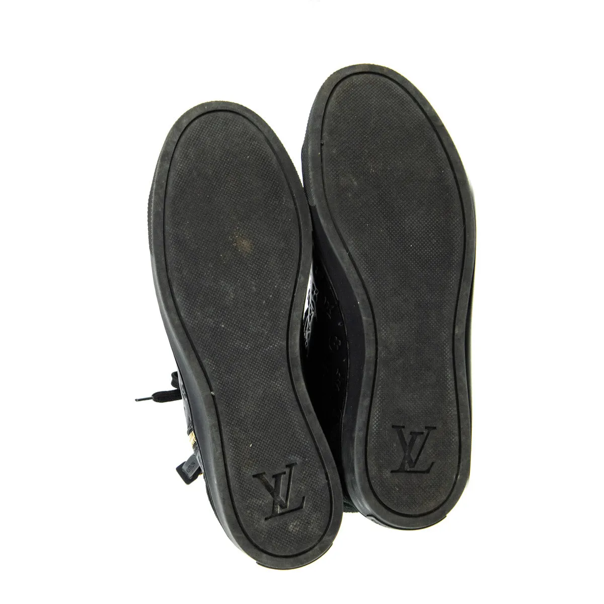 Louis Vuitton Black Leather Punchy Monogram High Top Sneakers Size 6 | EU 36