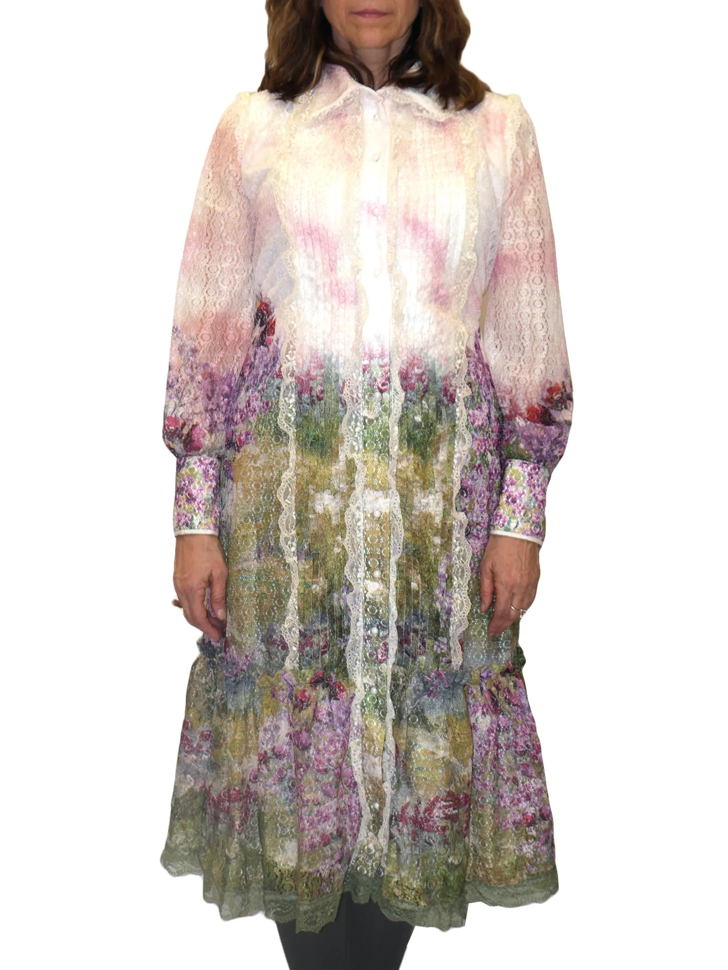Lyrical Flare Lace Floral Button Down Dress