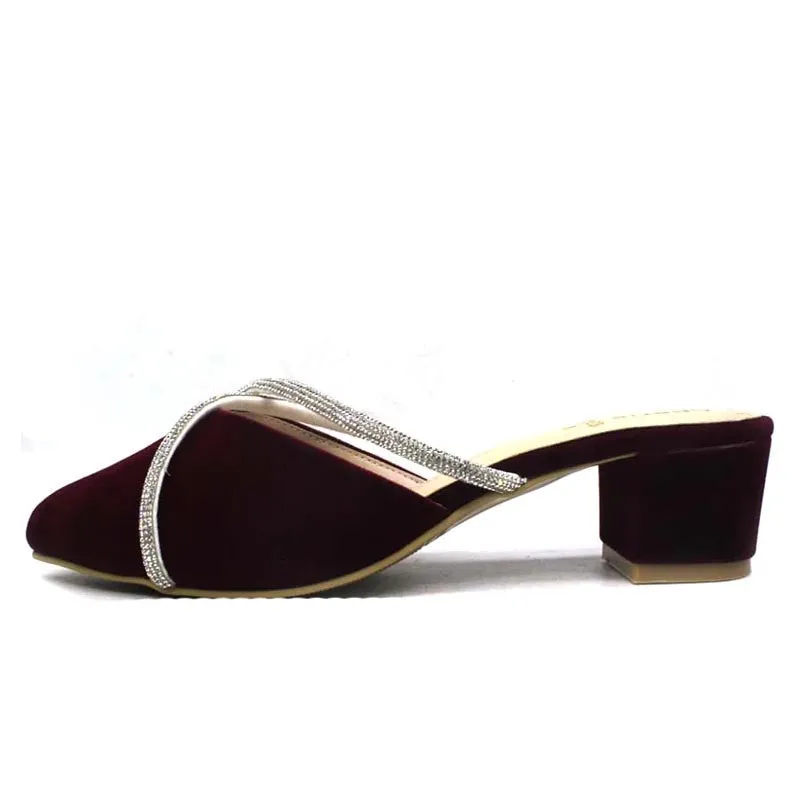Maroon Block Heel Back Open