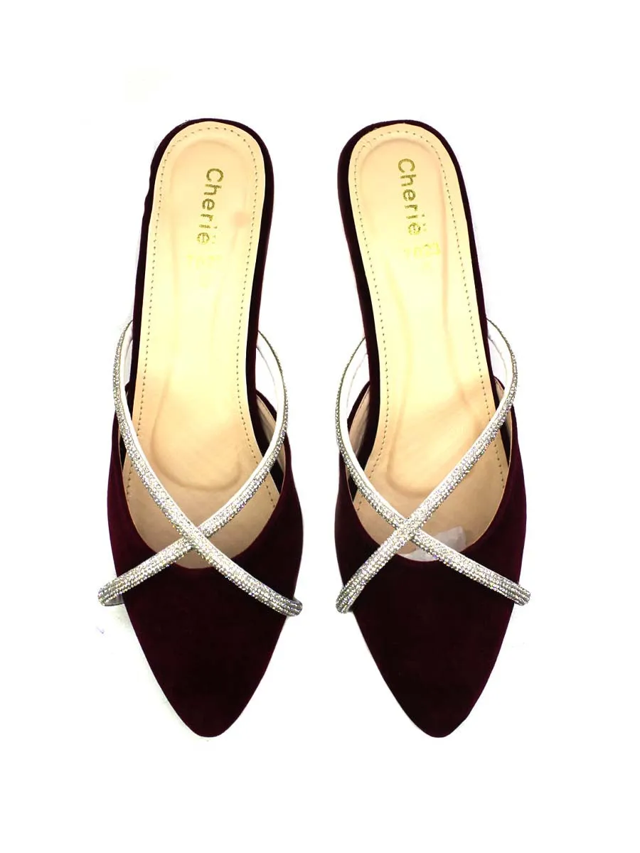 Maroon Block Heel Back Open
