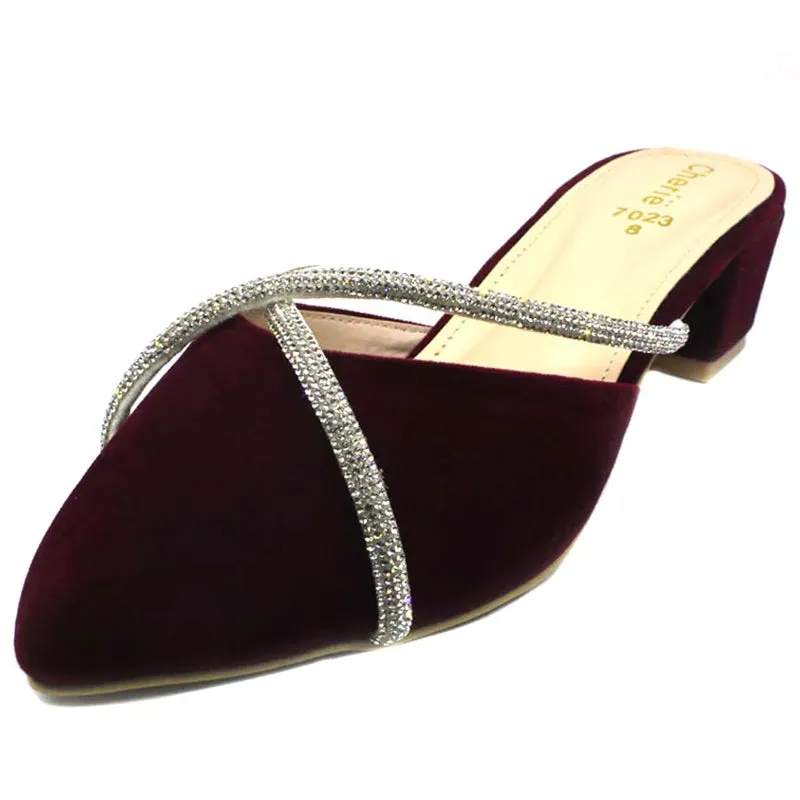 Maroon Block Heel Back Open