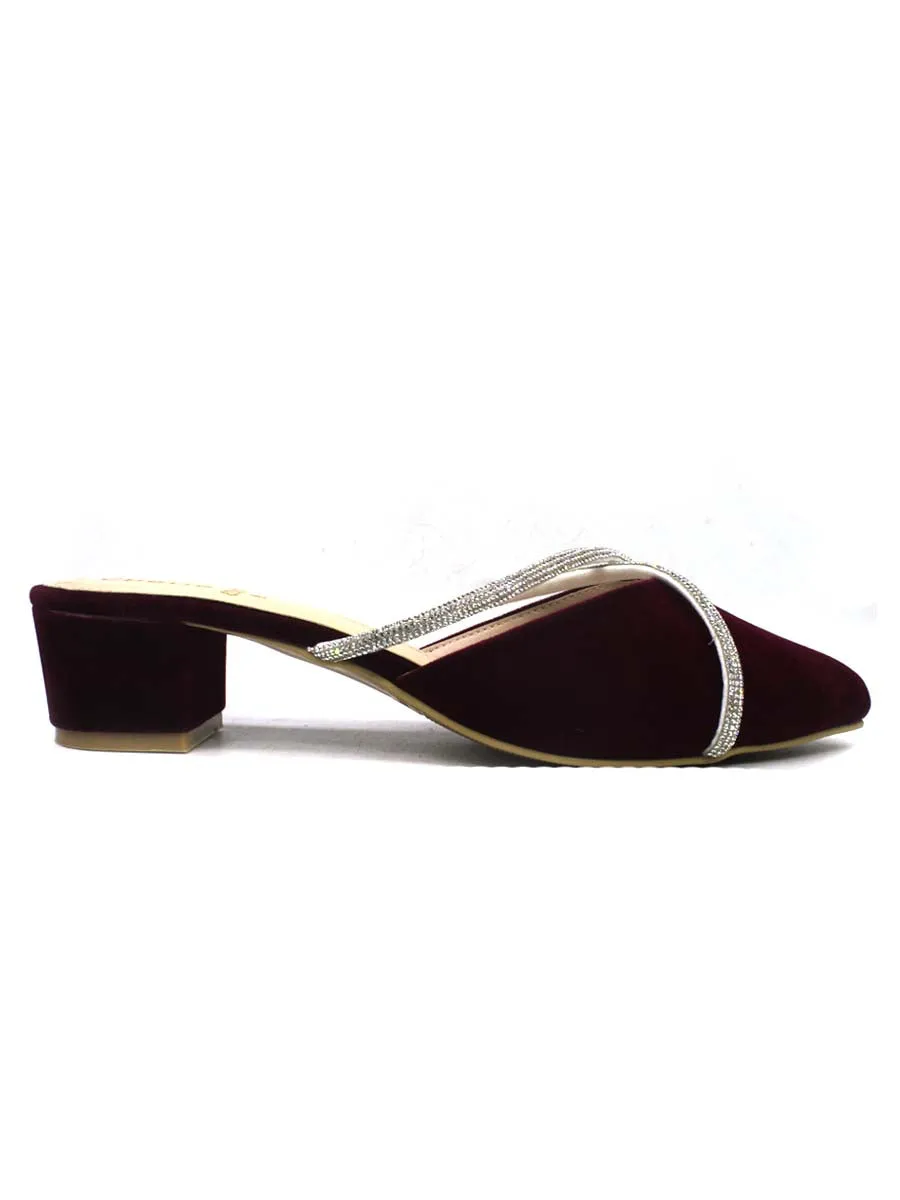 Maroon Block Heel Back Open