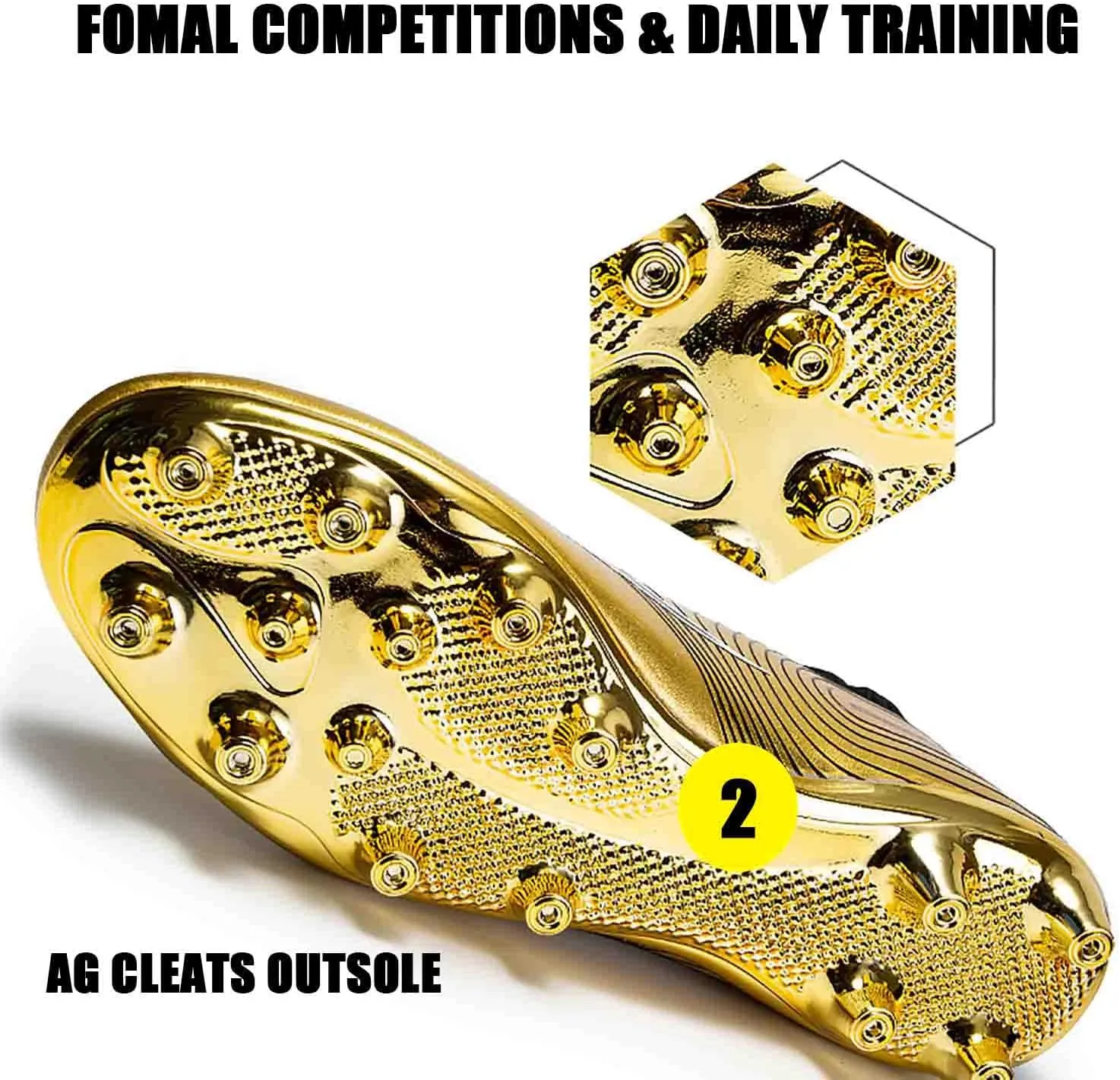 MEBAMY Men's Football Cleats High-Tops Comfortable - Gold-Plated Sole Spikes Soccer Boots for Turf AG