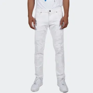 Men's TWO MILL TWENTY "Humboldt" Slim Fit Stitched Denim Jeans White