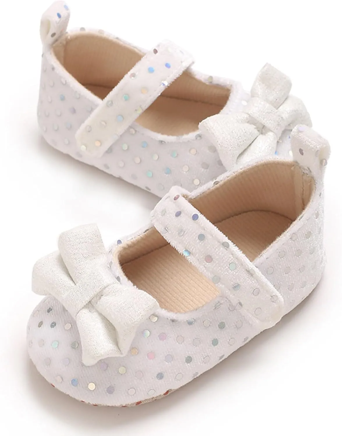 Newborn Baby Girl Bowknot Dress Shoes Infant Mary Jane Flat Non Slip First Walking Soft Sole Wedding Dress Shoes
