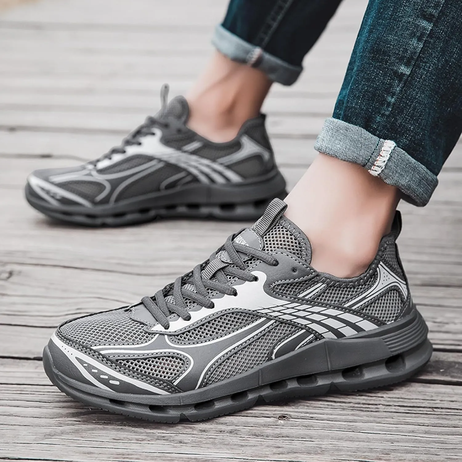Non Slip Work Sport Shoes for Men Comfortable Lightweight Casual Walking Shoe Arch Support Sports Shoes for Men