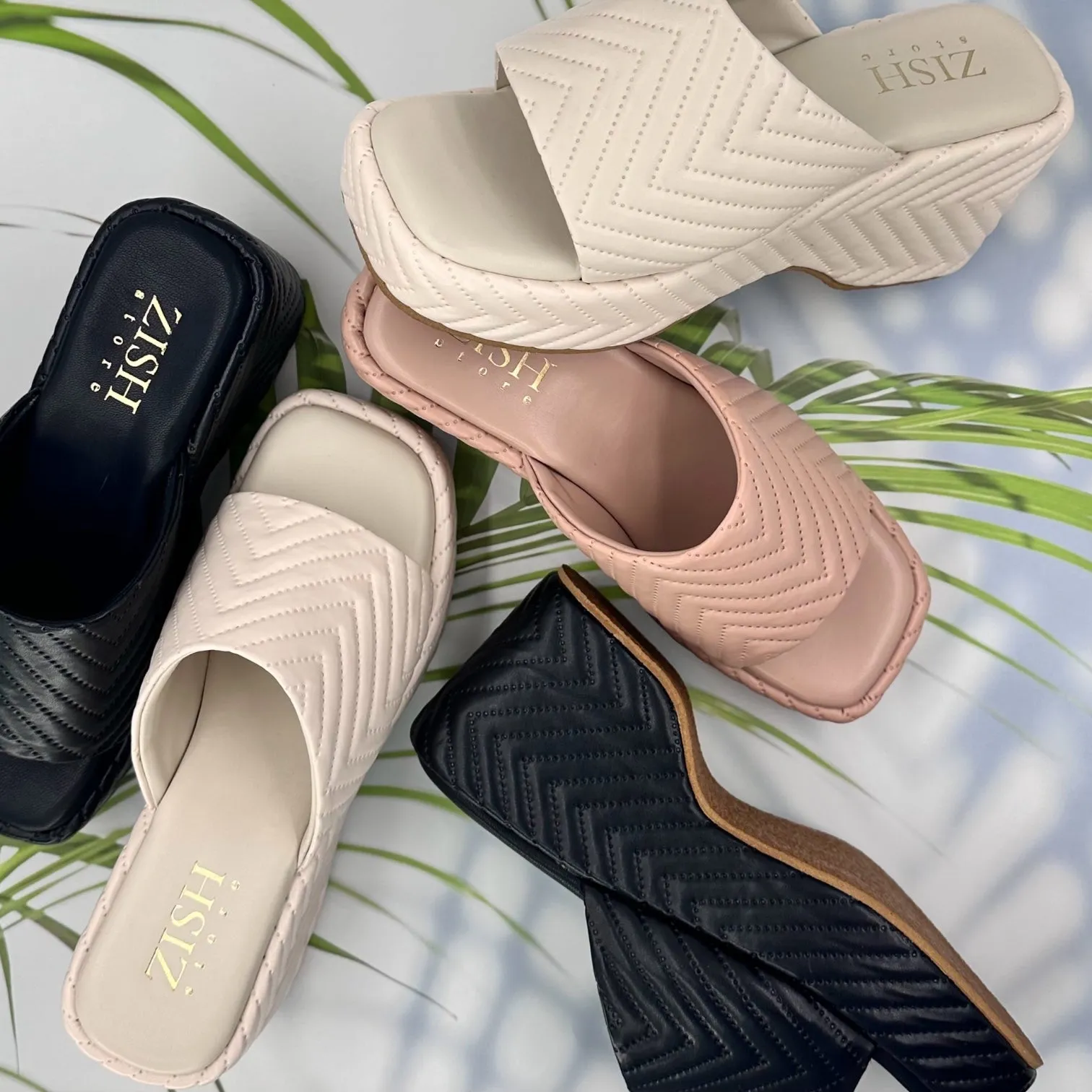 Nude Pink  Zig Zag Slides