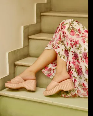 Nude Pink  Zig Zag Slides