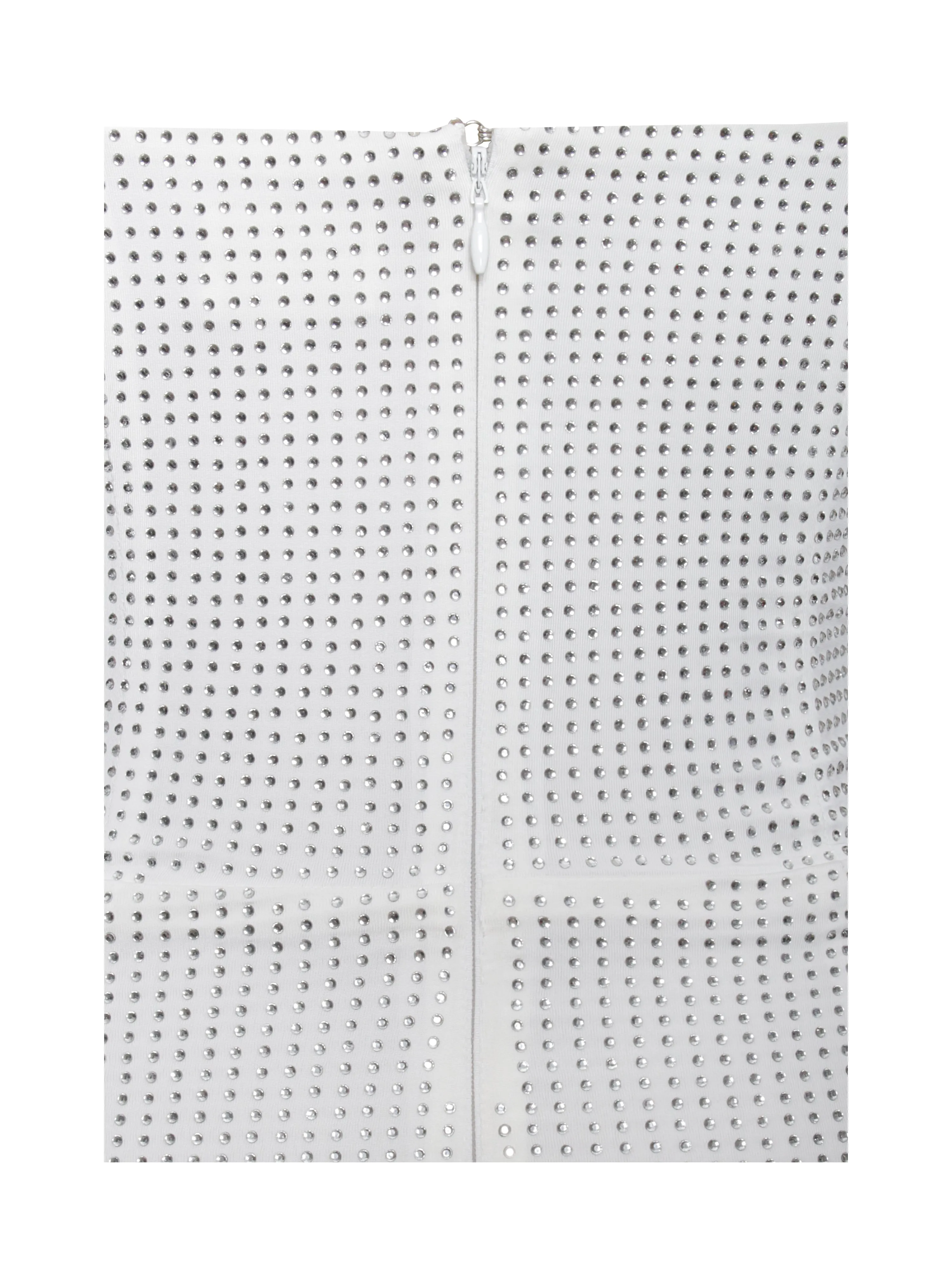 Paget White Mesh Rhinestone Graceful Embellished High Slit Gown