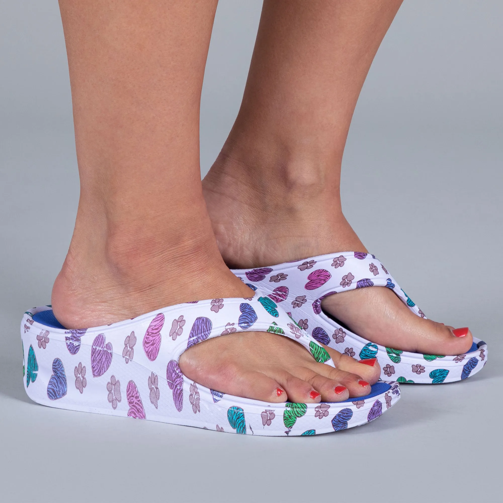 Paw Print Wedge Flip Flops