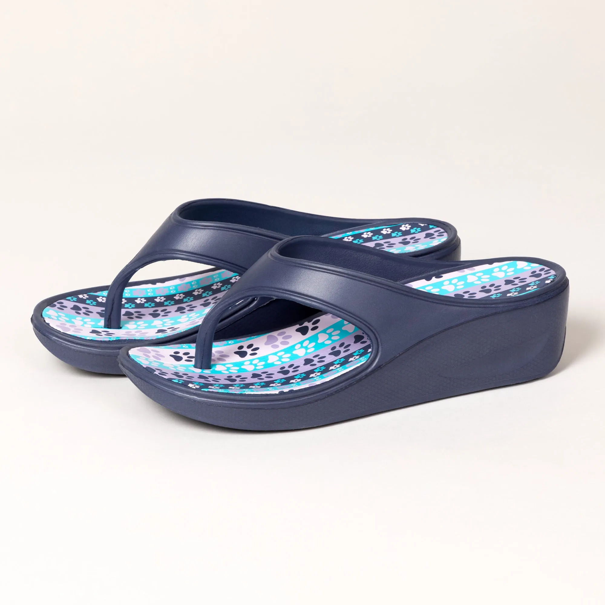 Paw Print Wedge Flip Flops