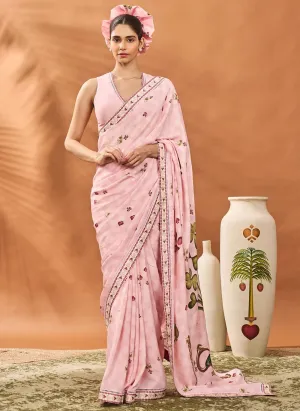 Pink Checkers Spade Bloom Sari Set
