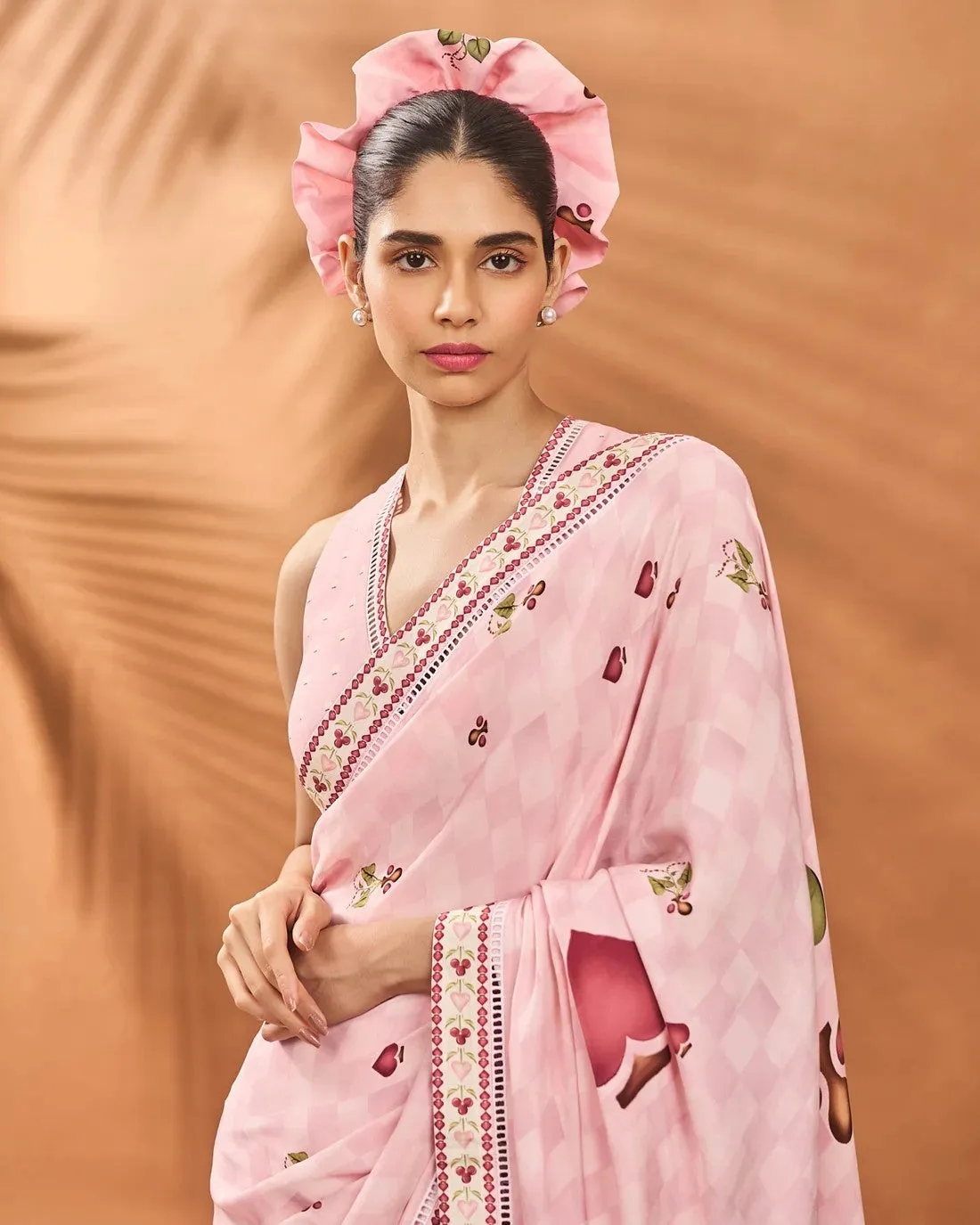 Pink Checkers Spade Bloom Sari Set
