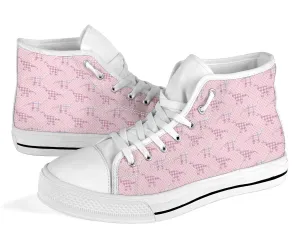 Pink Plaid Dinos - Women's High Top Shoes