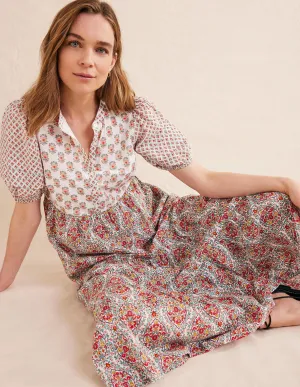 Pintuck Detail Maxi Dress-Ivory, Dainty Floret